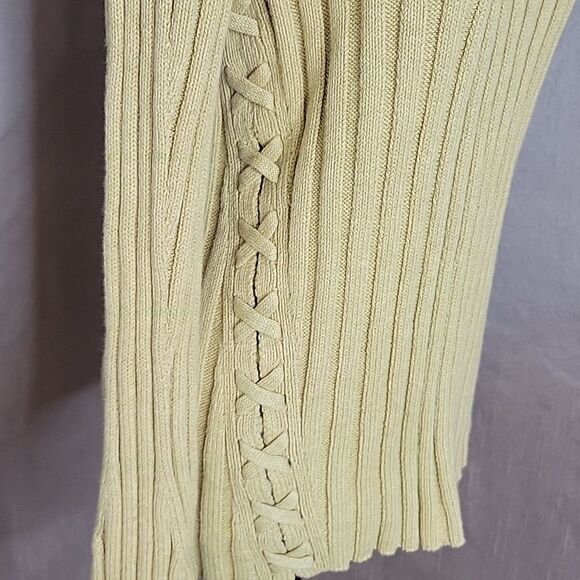 BANANA‎ REPUBLIC Gold Yellow Cotton Cable Knit Sweater Small - Picture 3 of 6